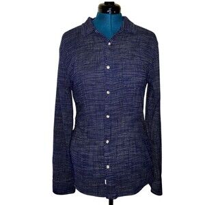 Marine Layer Shirt Women's Large Blue Long Sleeve Button Cotton 16005 St…